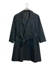UNITED ARROWS（ユナイテッドアローズ）の古着「フィンクス コットン ギャバ ラップ コート　チェスターコート　アウター　ライトアウター」｜ブラック