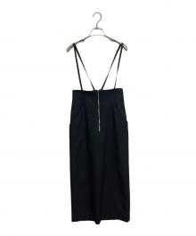 allureville（アルアバイル）の古着「フロントジップサスペンダースカート　ロングスカート」｜ブラック