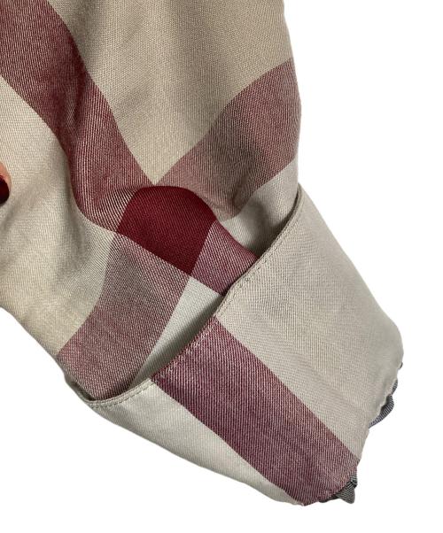 BLUE LABEL CRESTBRIDGE（ブルーレーベルクレストブリッジ）BLUE LABEL CRESTBRIDGE (ブルーレーベルクレストブリッジ) フロントタック スタンドカラーシャツワンピース 長袖ワンピース チェック柄 ノバチェック ベージュ×ネイビー サイズ:36の古着・服飾アイテム