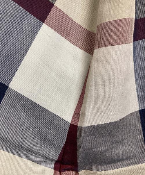 BLUE LABEL CRESTBRIDGE（ブルーレーベルクレストブリッジ）BLUE LABEL CRESTBRIDGE (ブルーレーベルクレストブリッジ) フロントタック スタンドカラーシャツワンピース 長袖ワンピース チェック柄 ノバチェック ベージュ×ネイビー サイズ:36の古着・服飾アイテム