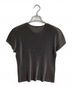 PLEATS PLEASEプリーツプリーズ）の古着「半袖プリーツカットソー/半袖ヴラウス」｜ブラウン