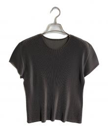 PLEATS PLEASE（プリーツプリーズ）の古着「半袖プリーツカットソー/半袖ヴラウス」｜ブラウン