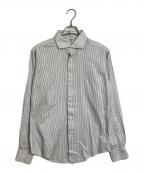 BROOKS BROTHERSブルックスブラザーズ）の古着「【古着】makersストライプシャツ 長袖シャツ ボタンシャツ　USA製」｜グレー×ホワイト