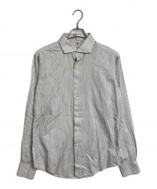 BROOKS BROTHERS（ブルックスブラザーズ）の古着「【古着】makersストライプシャツ 長袖シャツ ボタンシャツ　USA製」｜グレー×ホワイト