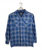 PENDLETONペンドルトン）の古着「オンブレチェック オリジナルボードシャツ　チェックシャツ　長袖シャツ　ウールシャツ　メキシコ製」｜ネイビー