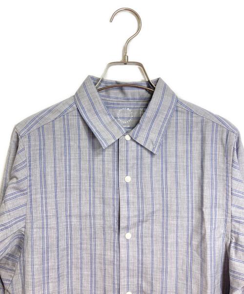 山と道（ヤマトミチ）山と道 (ヤマトミチ) Merino Shirt ユニセックス　メリノウール ストライプシャツ グレー サイズ:XSの古着・服飾アイテム