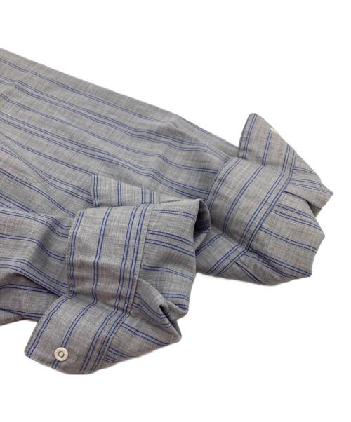 山と道（ヤマトミチ）山と道 (ヤマトミチ) Merino Shirt ユニセックス　メリノウール ストライプシャツ グレー サイズ:XSの古着・服飾アイテム