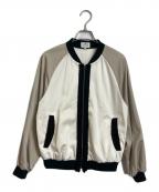 LANVIN en Bleuランバンオンブルー）の古着「トリムカラーサテンブルゾン」｜ホワイト×ベージュ