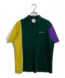 LACOSTE LIVE（ラコステライブ）の古着「カラーブロッキングポロシャツ　コットンポロシャツ」｜グリーン×イエロー×パープル