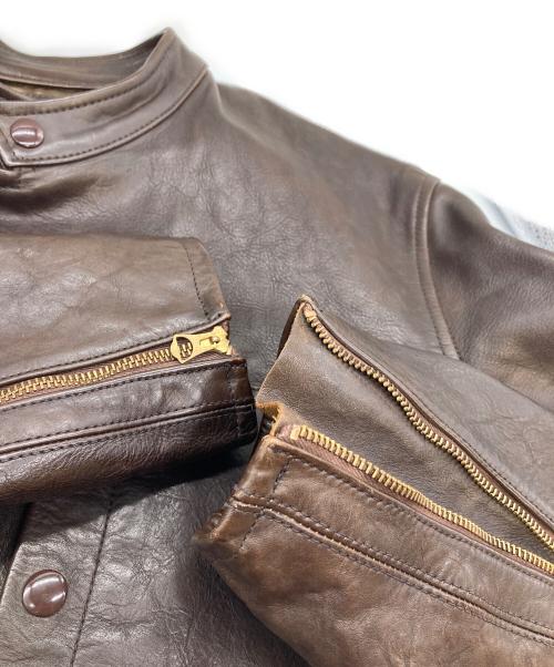 RRL（ダブルアールエル）RRL (ダブルアール) アビエイター ベインズ カーフレザー ライダースジャケット ブラウン サイズ:Mの古着・服飾アイテム