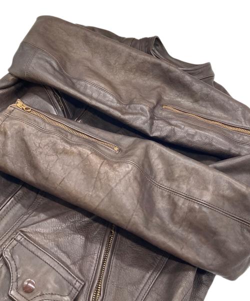 RRL（ダブルアールエル）RRL (ダブルアール) アビエイター ベインズ カーフレザー ライダースジャケット ブラウン サイズ:Mの古着・服飾アイテム