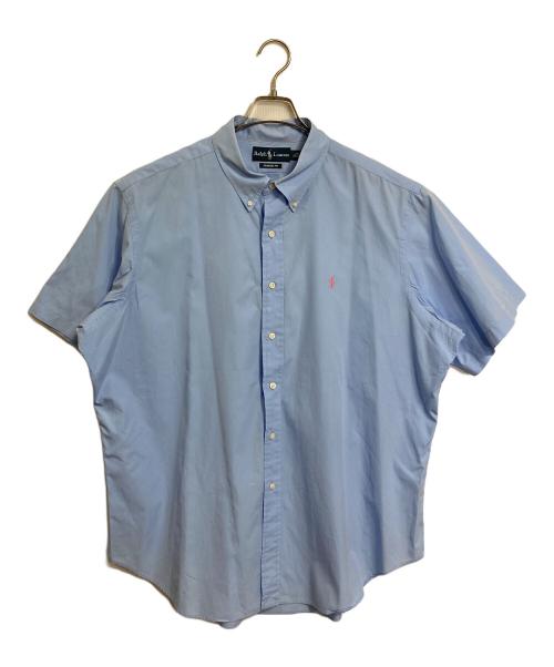 RALPH LAUREN（ラルフローレン）RALPH LAUREN (ラルフローレン) 【古着】半袖シャツ　無地　ポニー刺繍　オーバーサイズ　CLASSIC FIT サックスブルー×ピンク サイズ:XXLの古着・服飾アイテム