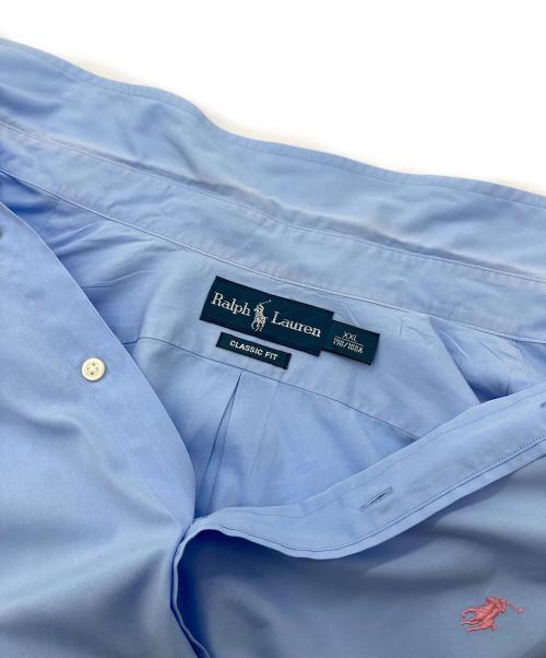 RALPH LAUREN（ラルフローレン）RALPH LAUREN (ラルフローレン) 【古着】半袖シャツ　無地　ポニー刺繍　オーバーサイズ　CLASSIC FIT サックスブルー×ピンク サイズ:XXLの古着・服飾アイテム