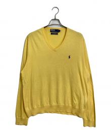 POLO RALPH LAUREN（ポロ・ラルフローレン）の古着「コットンシルクカシミャ混Vネックニット」｜イエロー