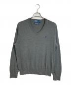 POLO RALPH LAURENポロ・ラルフローレン）の古着「コットンシルクカシミャ混Vネックニット」｜グレー