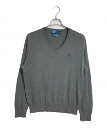 POLO RALPH LAUREN（ポロ・ラルフローレン）の古着「コットンシルクカシミャ混Vネックニット」｜グレー
