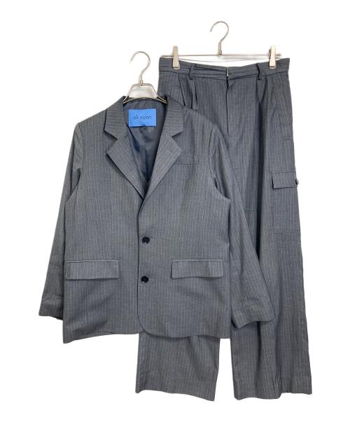 ok.soon（オクスン）ok.soon (オクスン) 3ピーススーツ　ジャケット　パンツ　ベスト　パンツスーツ　カジュアルスーツ　セットアップ グレー サイズ:ジャケットFree  パンツ2(M程）の古着・服飾アイテム