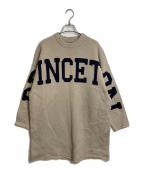 Spick and Spanスピックアンドスパン）の古着「ビッグロゴニットワンピース」｜ベージュ