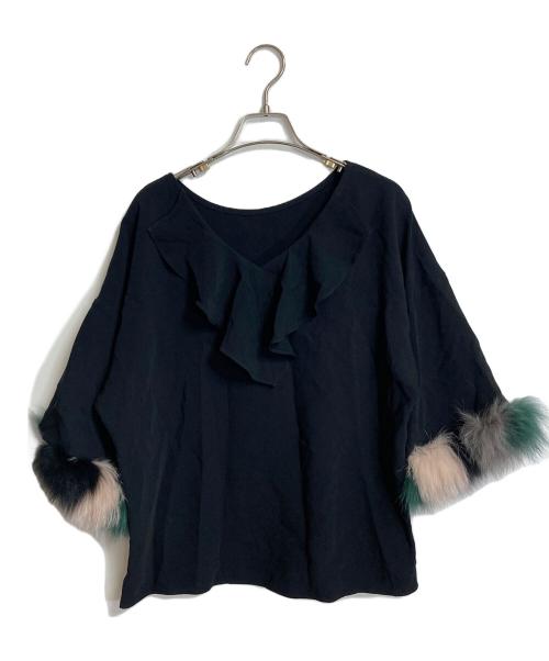 Diagram GRACE CONTINENTAL（ダイアグラム グレースコンチネンタル）Diagram GRACE CONTINENTAL (ダイアグラム グレースコンチネンタル) ファー付ブラウス ブラック サイズ:Sの古着・服飾アイテム