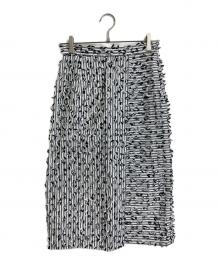 GRACE CONTINENTAL（（グレースコンチネンタル）の古着「ボーダーカットジャガードスカート　デザインスカート」｜ホワイト×ブラック