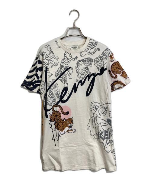 KENZO（ケンゾー）KENZO (ケンゾー) 半袖カットソー ロゴTシャツ レオパード柄 ホワイト サイズ:152の古着・服飾アイテム