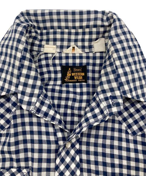 Sears（シアーズ）Sears (シアーズ) 【古着】70’sウエスタンシャツ ネイビー×ホワイト サイズ:XLの古着・服飾アイテム