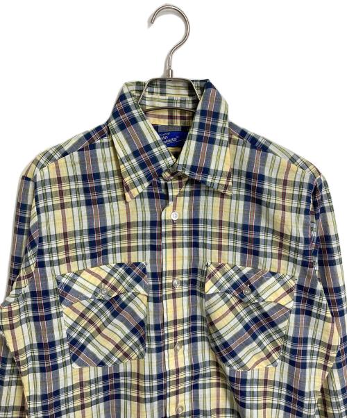 J.C.PENNY（ジェーシーペニー）J.C.PENNY (J.C.ペニー) 【古着】ヴィンテージチェックシャツ イエロー×ネイビー サイズ:Mの古着・服飾アイテム