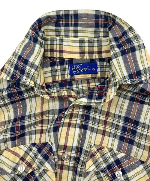 J.C.PENNY（ジェーシーペニー）J.C.PENNY (J.C.ペニー) 【古着】ヴィンテージチェックシャツ イエロー×ネイビー サイズ:Mの古着・服飾アイテム
