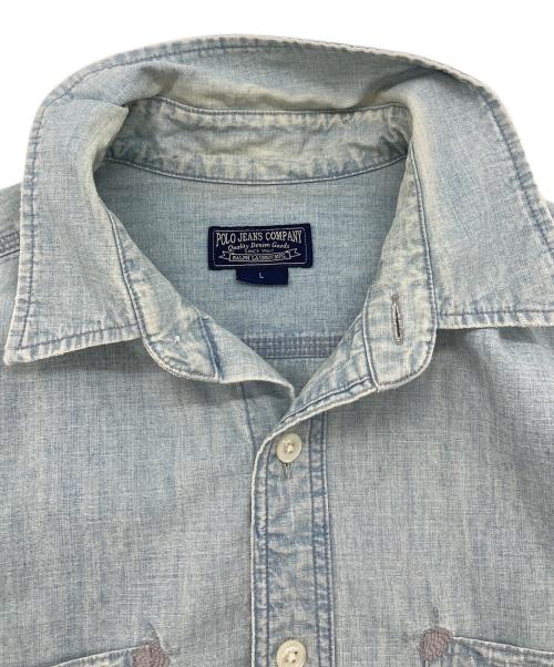 POLO JEANS CO.（ポロジーンズカンパニー）POLO JEANS CO. (ポロジーンズカンパニー) 【古着】リペアデニムシャツ スカイブルー サイズ:Lの古着・服飾アイテム