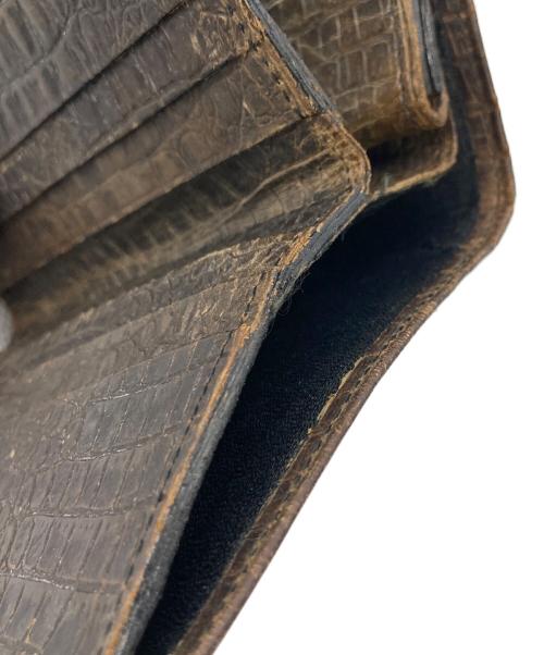 COMME des GARCONS HOMME PLUS（コムデギャルソンオムプリュス）COMME des GARCONS HOMME PLUS (コムデギャルソンオムプリュス) クロコ型押し2つ折り財布　レザー財布 ブラウン サイズ:実寸参照の古着・服飾アイテム