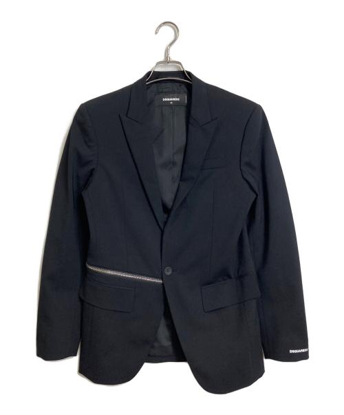 DSQUARED2（ディースクエアード）DSQUARED2 (ディースクエアード) ジップデザインテーラードジャケット ブラック サイズ:44の古着・服飾アイテム