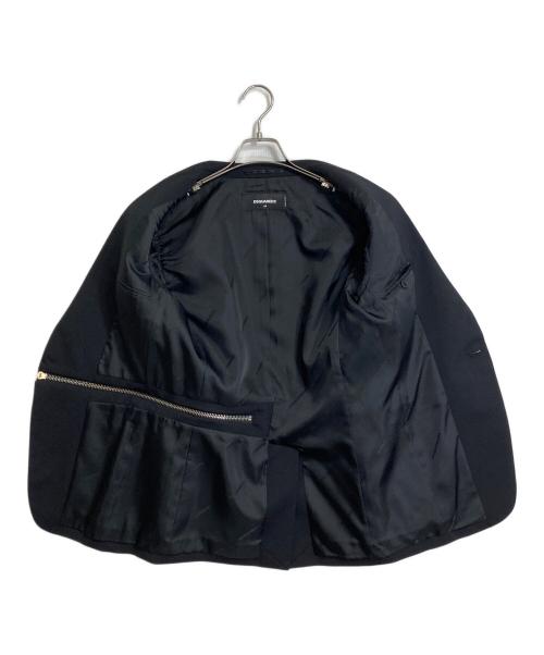 DSQUARED2（ディースクエアード）DSQUARED2 (ディースクエアード) ジップデザインテーラードジャケット ブラック サイズ:44の古着・服飾アイテム