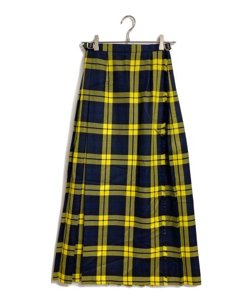 O'NEIL OF DUBLIN（オニールオブダブリン）O'NEIL OF DUBLIN (オニールオブダブリン) チェックラップスカート イエロー×ネイビー サイズ:Sの古着・服飾アイテム