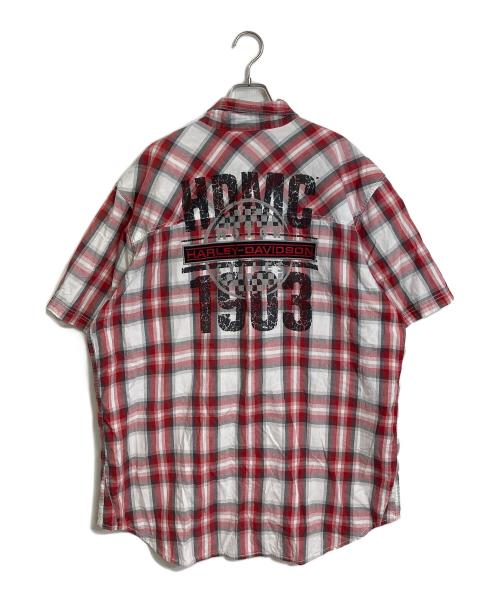 HARLEY-DAVIDSON（ハーレーダビッドソン）HARLEY-DAVIDSON (ハーレーダビッドソン) 【古着】半袖シャツ　チェック レッド×ホワイト サイズ:自動採寸の古着・服飾アイテム