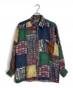 ROBIT STOCKロビットストック）の古着「【古着】90’S シルク総柄シャツ　長袖シャツ　９０年代」｜ブラウン