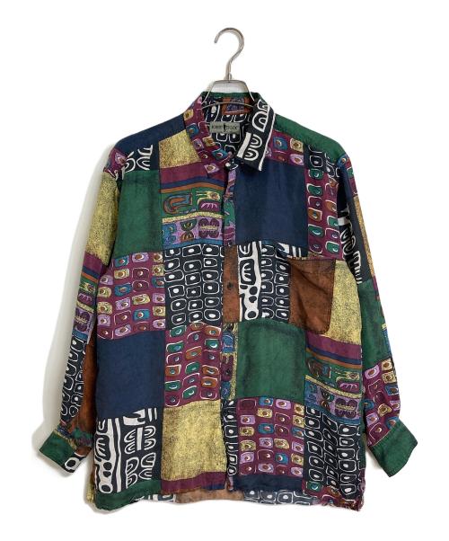 ROBIT STOCK（ロビットストック）ROBIT STOCK (ロビットストック) 【古着】90’S シルク総柄シャツ　長袖シャツ　９０年代 ブラウン サイズ:Mの古着・服飾アイテム