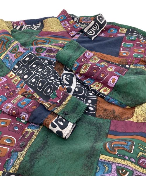 ROBIT STOCK（ロビットストック）ROBIT STOCK (ロビットストック) 【古着】90’S シルク総柄シャツ　長袖シャツ　９０年代 ブラウン サイズ:Mの古着・服飾アイテム