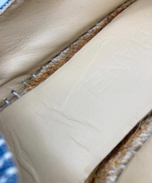 CHANEL（シャネル）CHANEL (シャネル) ストライプココマークエスパドリーユ ブルー サイズ:36の古着・服飾アイテム