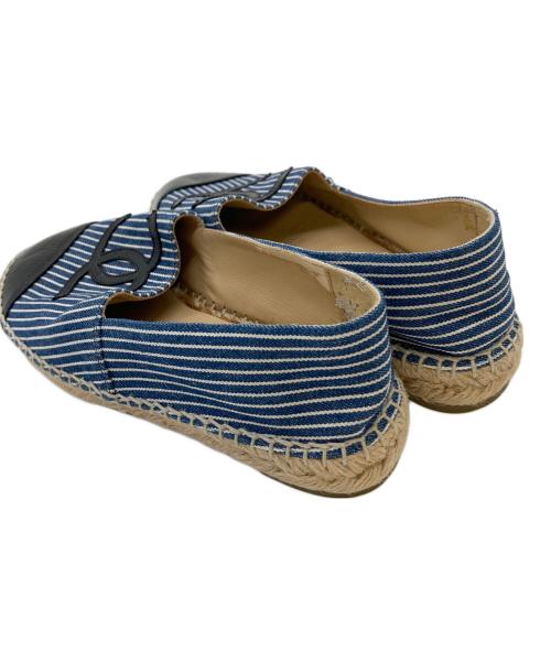 CHANEL（シャネル）CHANEL (シャネル) ストライプココマークエスパドリーユ ブルー サイズ:36の古着・服飾アイテム