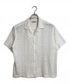 JOURNAL STANDARD relumeジャーナルスタンダード レリューム）の古着「アラベスクレース フラワーオープンカラー半袖シャツ」｜ホワイト