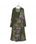 Ameri（アメリ）の古着「AMERI UND 2WAY DARIA V NECK /転写ワンピース 長袖ワンピース　ノースリーブワンピース」｜グリーン