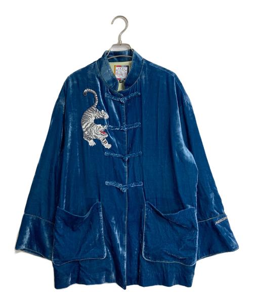 MUKZIN（ムクジン）MUKZIN (ムクジン) レトロ青チャイナシャツ ブルー サイズ:Sの古着・服飾アイテム