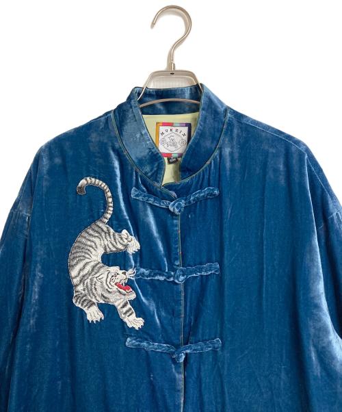 MUKZIN（ムクジン）MUKZIN (ムクジン) レトロ青チャイナシャツ ブルー サイズ:Sの古着・服飾アイテム