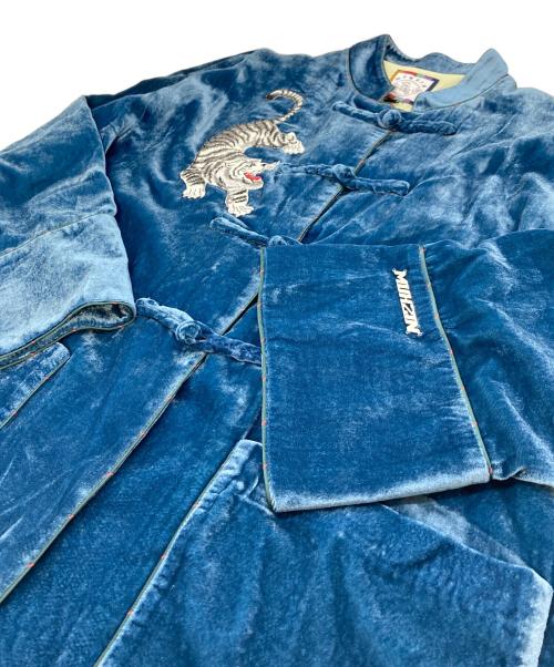 MUKZIN（ムクジン）MUKZIN (ムクジン) レトロ青チャイナシャツ ブルー サイズ:Sの古着・服飾アイテム