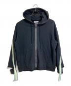 FACETASMファセッタズム）の古着「RIB CUT OFF BIG HOODIE ロブカットオフビッグフーディ　ジップパーカー　オーバーサイズ　日本製」｜ブラック