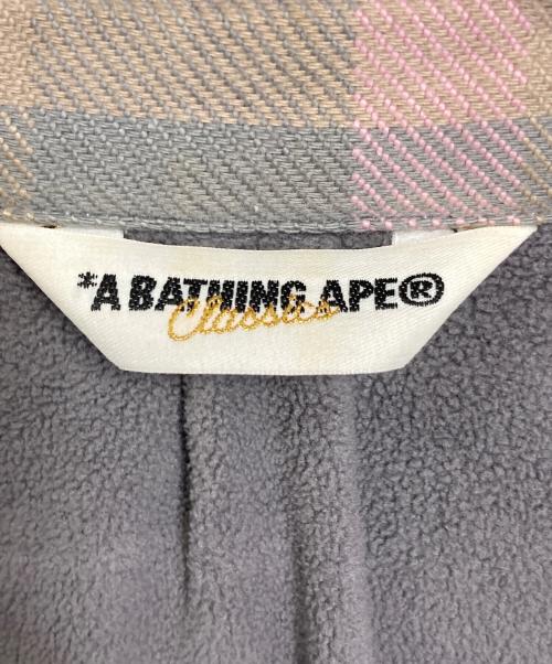 A BATHING APE（ア ベイシング エイプ）A BATHING APE (ア ベイシング エイプ) チェックジャケット　cpoジャケット　アウター　日本製 ピンク×ブラック サイズ:Sの古着・服飾アイテム