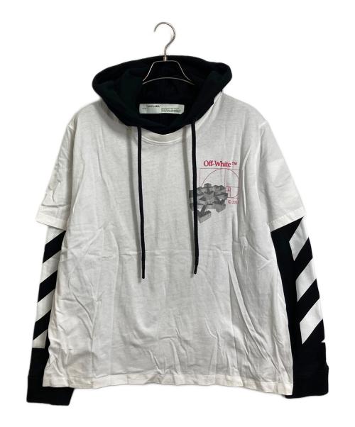 OFFWHITE（オフホワイト）OFFWHITE (オフホワイト) レイヤードパーカー ブラック×ホワイト サイズ:Mの古着・服飾アイテム