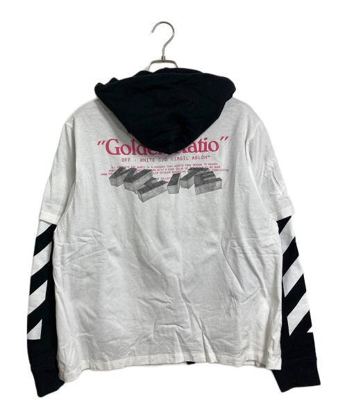 OFFWHITE（オフホワイト）OFFWHITE (オフホワイト) レイヤードパーカー ブラック×ホワイト サイズ:Mの古着・服飾アイテム