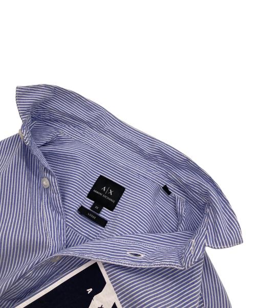 ARMANI EXCHANGE（アルマーニ エクスチェンジ）ARMANI EXCHANGE (アルマーニ エクスチェンジ) コットンシャツ　ストライプ ブルー×ホワイト サイズ:XSの古着・服飾アイテム