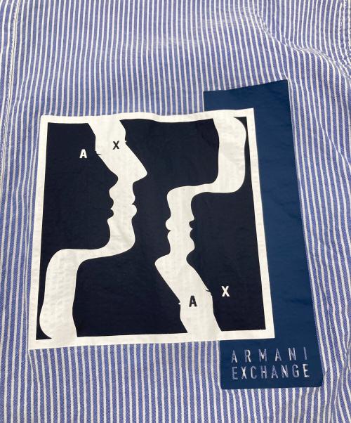 ARMANI EXCHANGE（アルマーニ エクスチェンジ）ARMANI EXCHANGE (アルマーニ エクスチェンジ) コットンシャツ　ストライプ ブルー×ホワイト サイズ:XSの古着・服飾アイテム